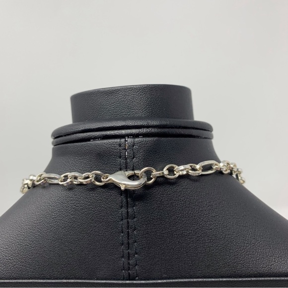 Silver Toned Chain Faux Turquoise Stone Necklace - Picture 4 of 5